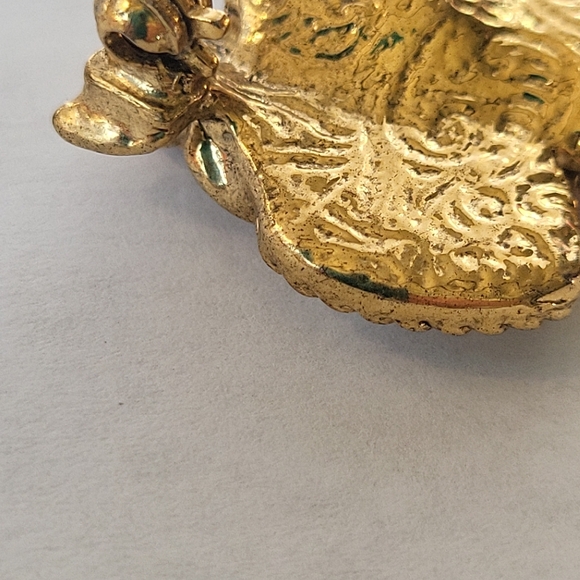 1928 Collection Vintage Cherub Heart Brooch with Pearl and Pink Heart Accents - Picture 6 of 6